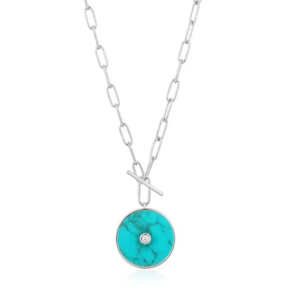 Ania Haie Hidden Gem ketting met hanger - Turquoise T-Bar Silver N022-04H