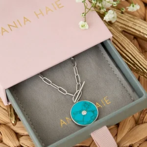 Ania Haie Hidden Gem ketting met hanger - Turquoise T-Bar Silver N022-04H