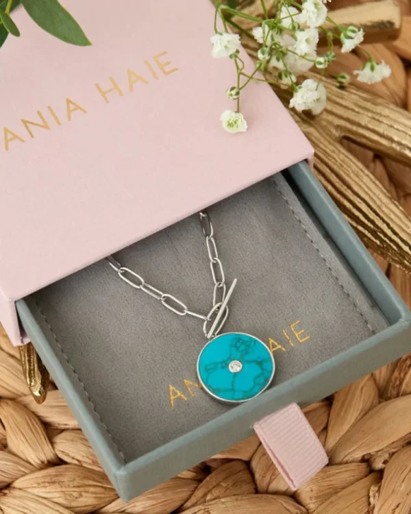 Ania Haie Hidden Gem ketting met hanger - Turquoise T-Bar Silver N022-04H