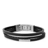 Fossil Leren Multi-Strand armband (Zwart) JF03322040