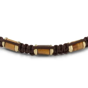 Fossil Stalen All Stacked Up armband - Beaded (Tijgeroog Bruin) JF04471710