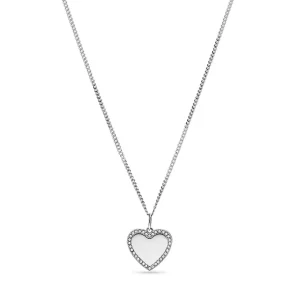 Fossil Stalen Be Mine ketting - Hartje (CZ Wit) JF03641040