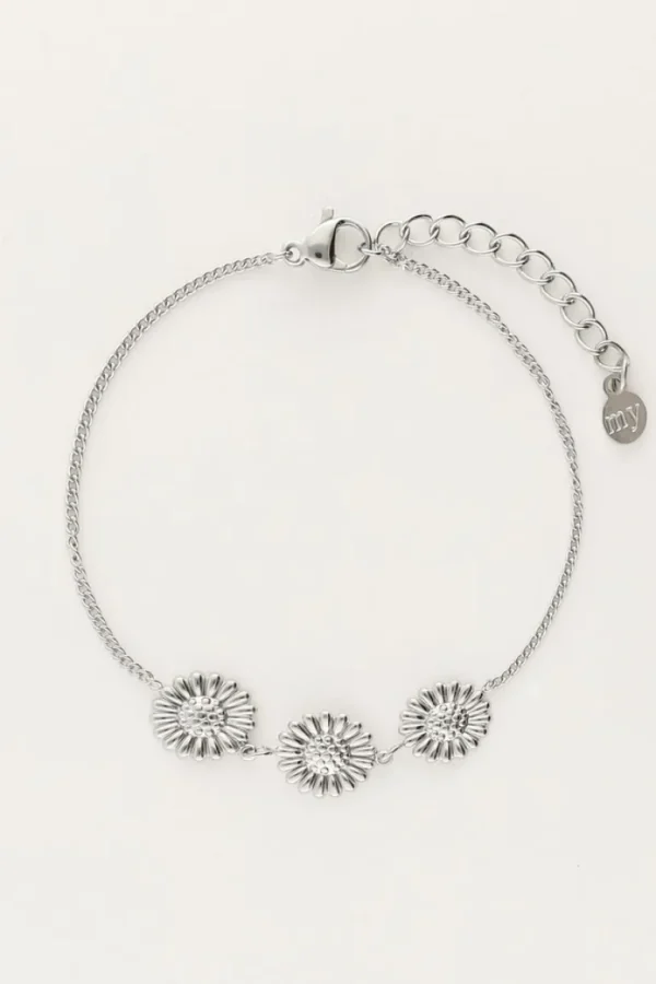 My Jewellery Armband met zonnebloem - Zilverkleurig MJ09722-1500