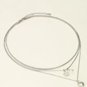 My Jewellery Ketting 3 lagen met logo hartje en parel - Zilver MJ09232-1500