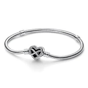 Pandora Pandora Moments Sprankelende Snake Chain Armband met Hartsluiting 592645C01