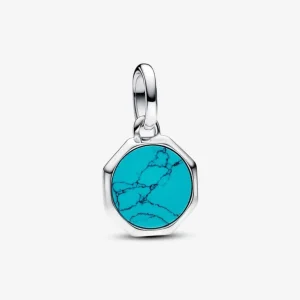 Pandora Turquoise Blue Engravable Mini Medallion Charm 793388C01