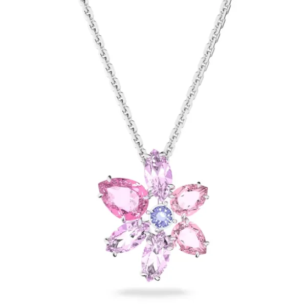 Swarovski Gema ketting met hanger Bloem Zilver/Roze 5662493