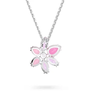 Swarovski Gema ketting met hanger Bloem Zilver/Roze 5662493