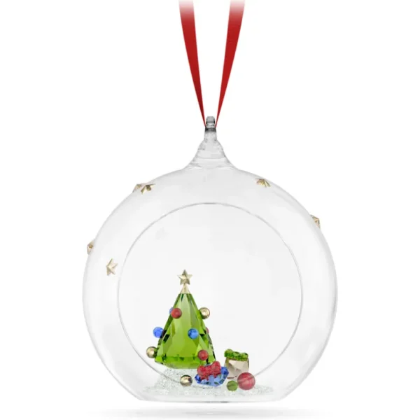 Swarovski Holiday Magic kristallen ornament Kerstbal met boom en cadeaus Wit/Groen 5681633