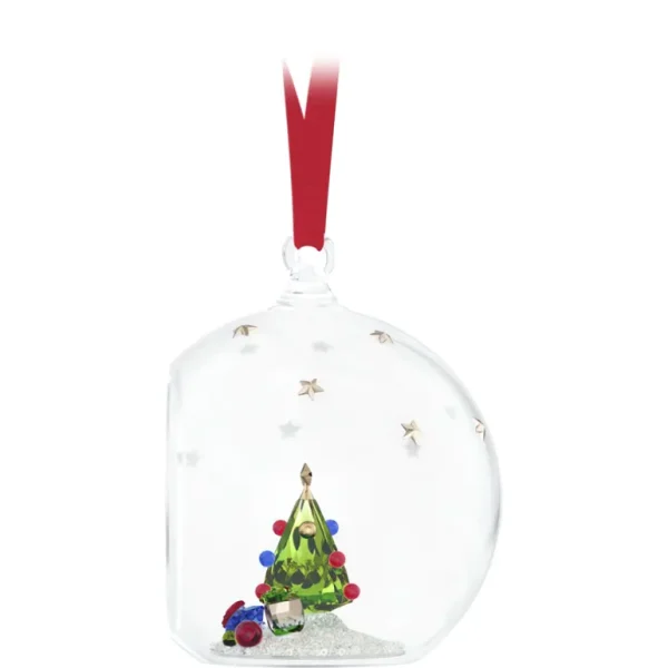 Swarovski Holiday Magic kristallen ornament Kerstbal met boom en cadeaus Wit/Groen 5681633