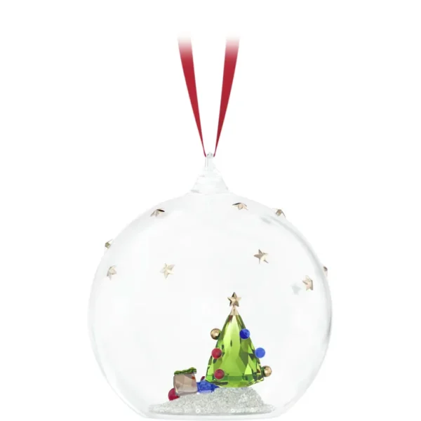 Swarovski Holiday Magic kristallen ornament Kerstbal met boom en cadeaus Wit/Groen 5681633