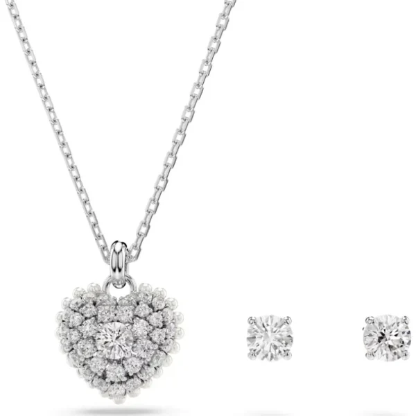 Swarovski Idyllia set Hartvorm Ketting en oorbellen Zilver/Wit 5684383