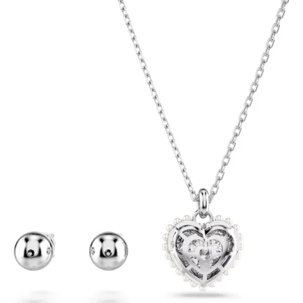 Swarovski Idyllia set Hartvorm Ketting en oorbellen Zilver/Wit 5684383