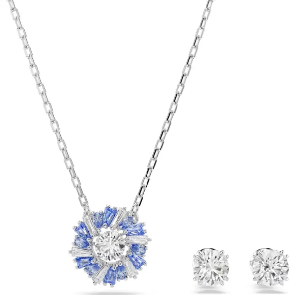 Swarovski Idyllia set Ketting en oorknoppen verschillende slijpvorm Zilver/Wit 5685437