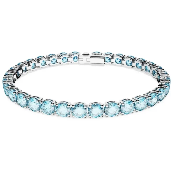 Swarovski Matrix armband Tennis round cut Zilver/Blauw (L) 5648929