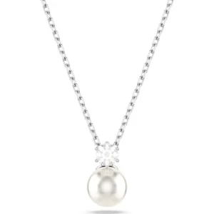 Swarovski Matrix ketting met hanger Ronde slijpvorm Crystal Pearl Zilver/Wit 5693897