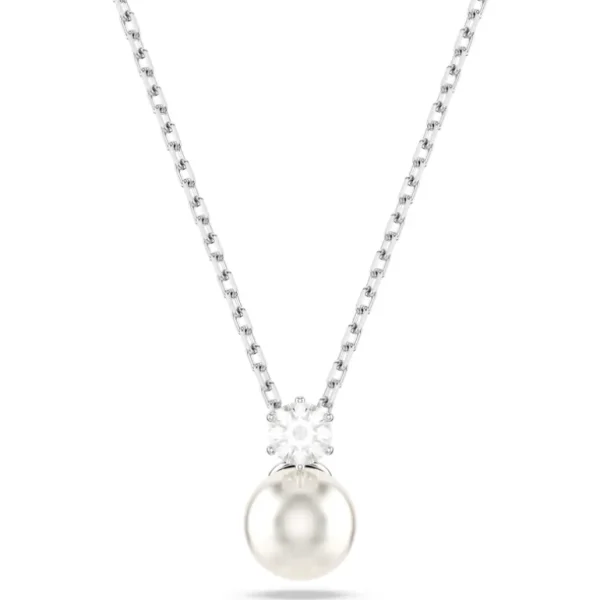 Swarovski Matrix ketting met hanger Ronde slijpvorm Crystal Pearl Zilver/Wit 5693897