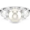 Swarovski Matrix ring Ronde slijpvorm Crystal Pearl Zilver/Wit