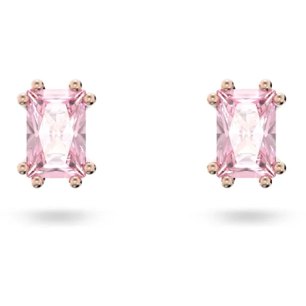 Swarovski Stilla oorbellen Stud Cushion cut roze 5639136