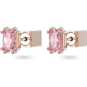 Swarovski Stilla oorbellen Stud Cushion cut roze 5639136