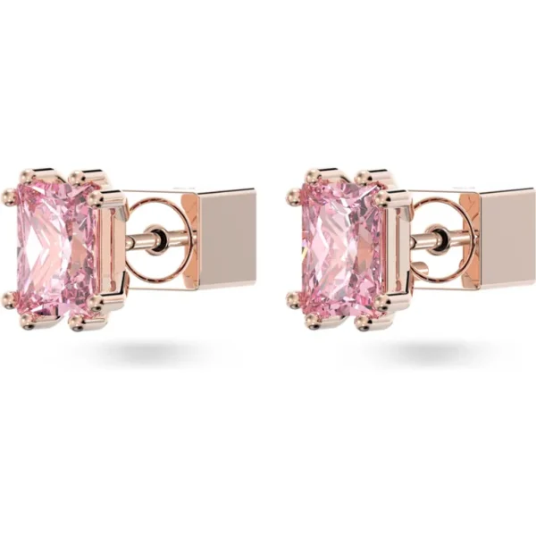 Swarovski Stilla oorbellen Stud Cushion cut roze 5639136